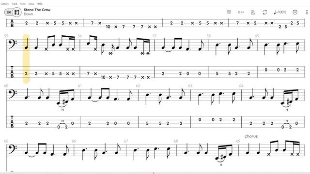 DOWN - Stone the crow (Bass TAB)