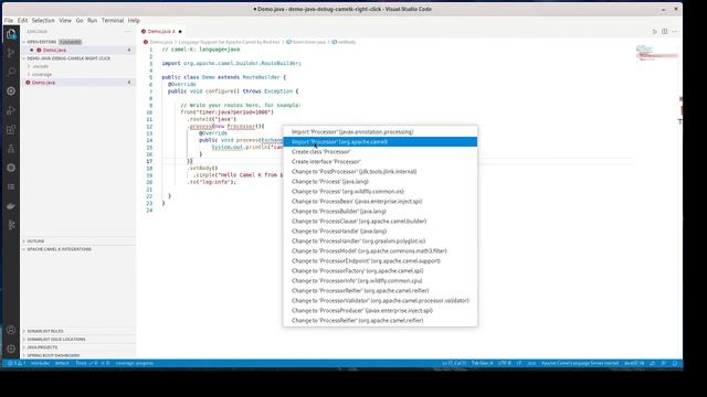 Create Camel K Integration file and Java debug it in VS Code