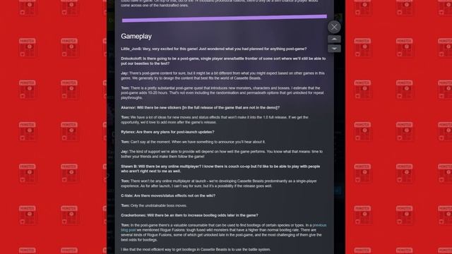 NEW Cassette Beasts Info! | Post Game, Game Length, Performance and More!