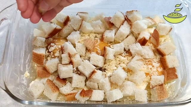 Яичная запеканка с гренками в духовке. Супер ПРОСТОЙ РЕЦЕПТ НА ЗАВТРАК за считанные минуты!