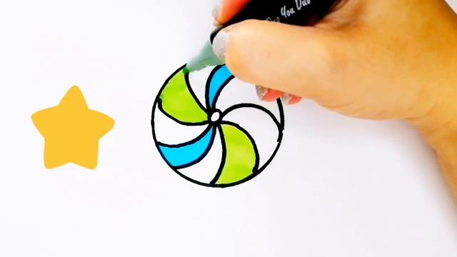 Как нарисовать мячик. Раскраска детям.How to draw a ball.  Coloring book for children.