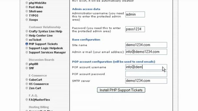Installing phpSupport in your web site
