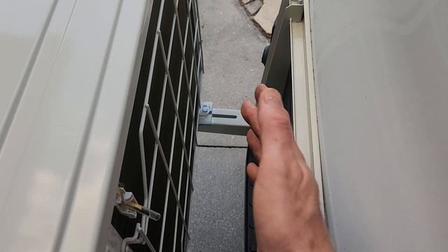 First MINI SPLIT AC DOOR mounted bracket on CAMPERVAN, allows opening both doors w/o hitch