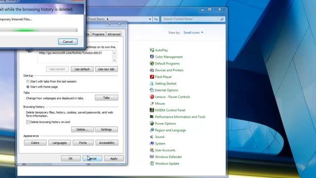 How to clear and delete cache cookies and user data web contents in Internet Explorer
