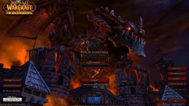 World of Warcraft: Cataclysm - login screen