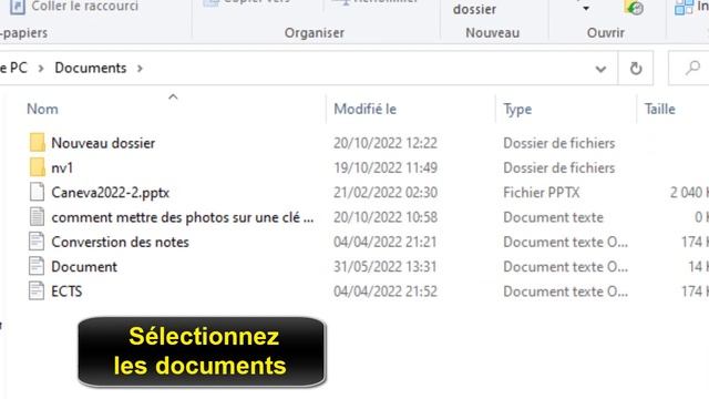 Comment mettre un document ou un fichier sur une clé USB