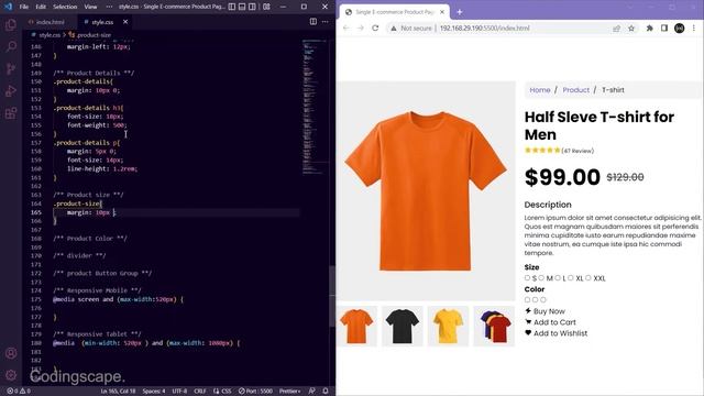Single e-commerce Product Page design using Pure CSS and Vanilla Javascript - Codingscape