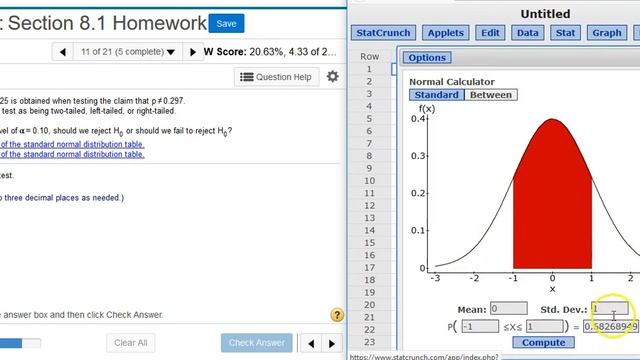 Using a z-score to complete hypothesis testing for a claim of inequality