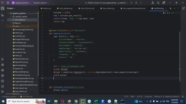2023 Part 10: Adding Global Configuration to Conftest in Pytest Appium  Appium Python