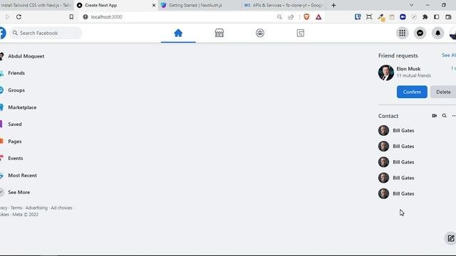 Build  Deploy Facebook Clone with Next js NextAuth Firebase  Tailwind CSS