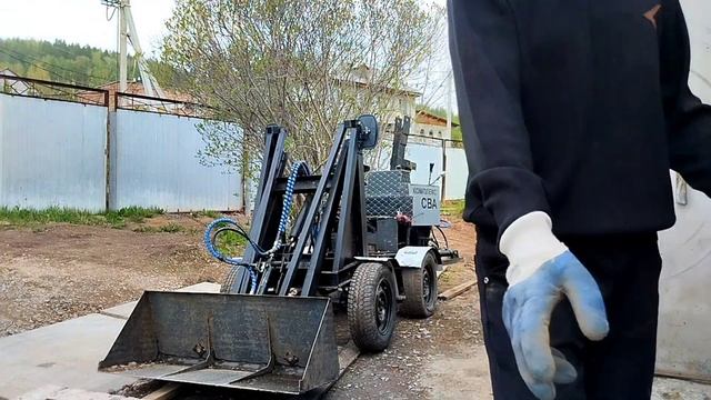 самодельный минипогрузчик и бетонная плита