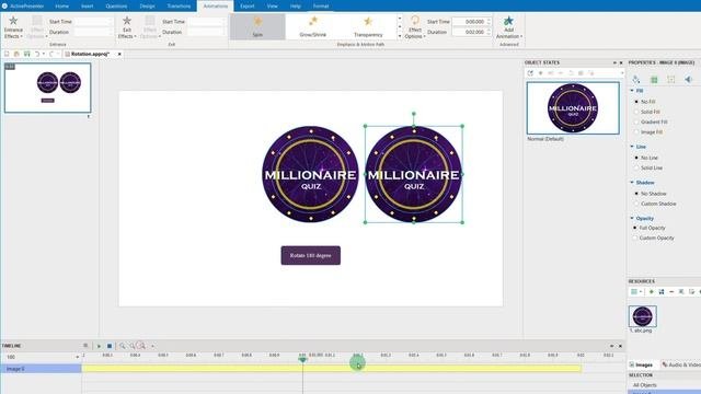 Rotate Object Using Button in ActivePresenter No Coding Required