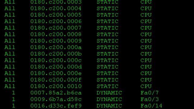 28. Examining the Switch MAC Address Table