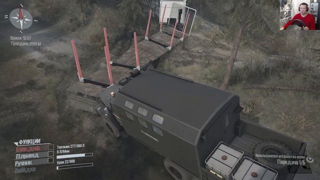 Евролесовоз DAF XF на бездорожье 1440p. Spintires  MudRunner 2020 Руль Thrustmaster T300 RS gamepla