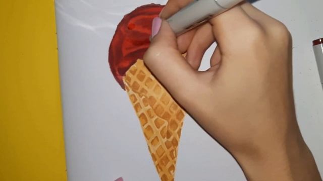 Как нарисовать мороженое в рожке? Обзор маркеров  Sketchmarker Basic set 2