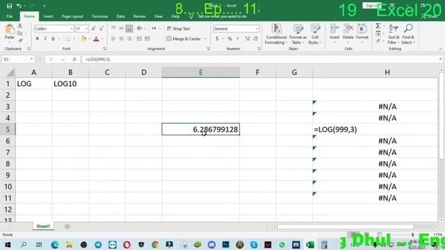 LOG & LOG10 دورة اكسل 2019 / ح118 / دالتي