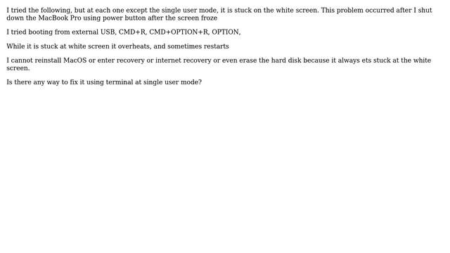 Apple: MacBook Pro early 2011 hangs at "white screen"