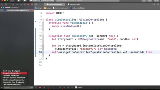Breakpoints in Swift | Exception Breakpoint | Symbolic Breakpoint
