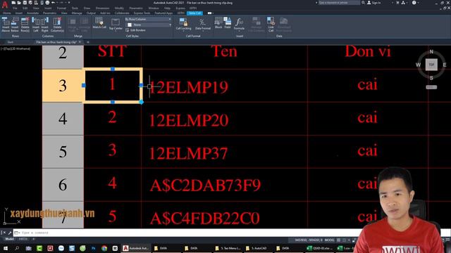 Bài 17: Thống kê chữ và block, xuất bảng/ table từ AutoCAD sang/ to Excel #ribbon #autocad