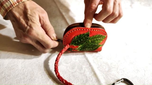Кошелек - монетница кожаный ручной работы, Подсолнухи