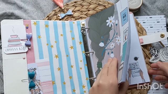 Белый планер с девушкой / Планер ручной работы на кольцевом механизме / Скрапбукинг