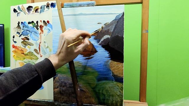 Простой способ нарисовать прозрачную воду|как нарисовать камни под водой легко часть2 #живопись