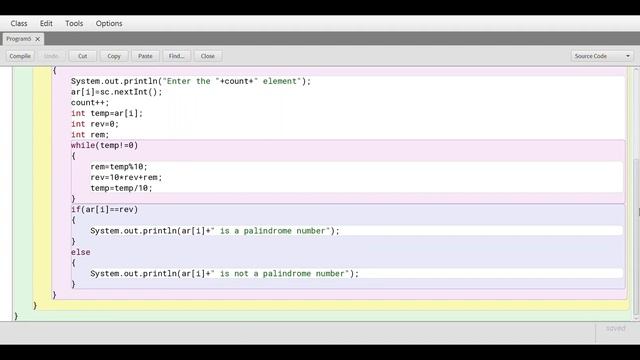 Write A Java Program To Input 25 Elements In An Array||Print All the Palindrome Numbers In The Arra