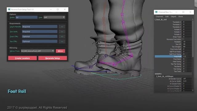 Reverse Foot setup Tool 1.0 For Maya - Riham Toulan