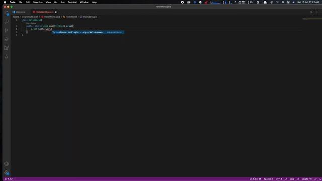 How to print Hello World using Java in a Mac