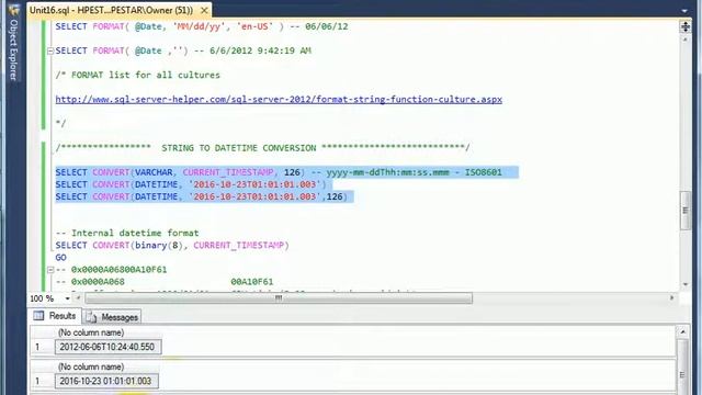 SQL SELECT 16 - DATETIME/string conversion  by Kalman Toth