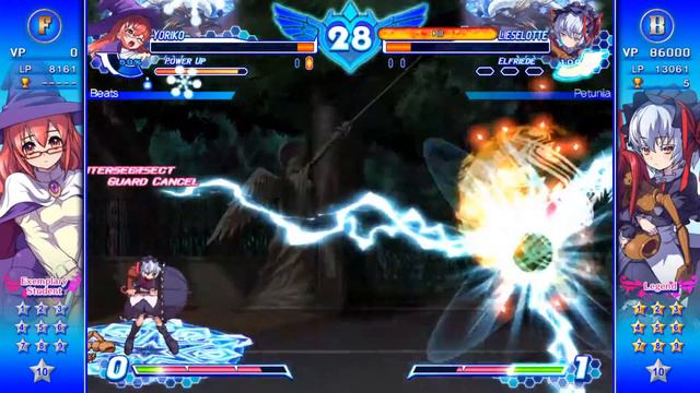 Beats (ice yoriko/plant konoha) vs Petunia (ice/mirror lieselotte) Arcana Heart 3LMSS netplay!!!