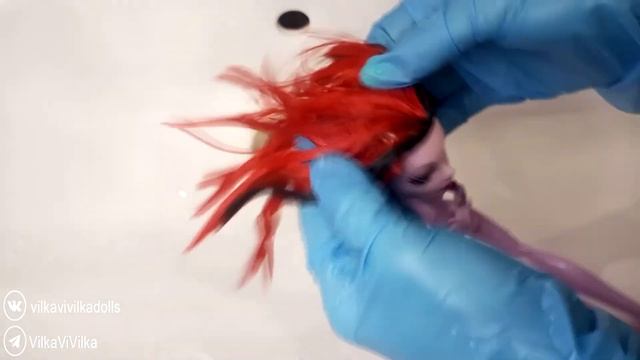 Отмываем волосы кукле от клея и лака (Vilka ViVilka)