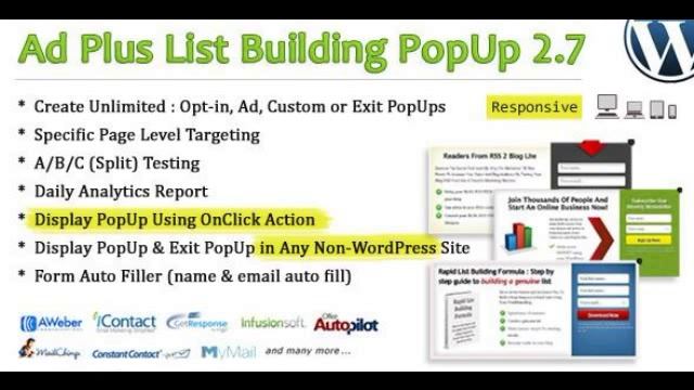 Preview Ad Plus List Building Popup WordPress