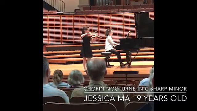 Chopin Nocturne in C sharp minor. Violin. Jessica Ma. 9 Years Old