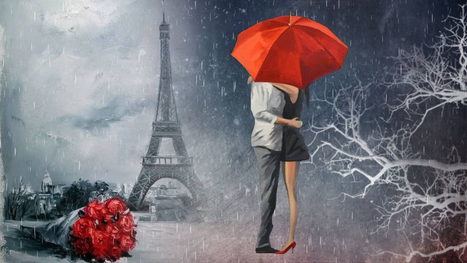 Двое под красным зонтом… Полные любви и романтики картины художника Ольги Дарчук…