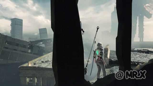 2B dress as 2V in White Silverhand Outfit