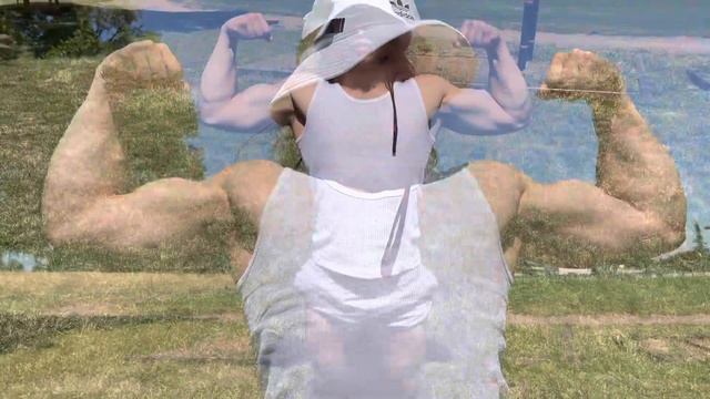21 Years Old Flexing Biceps And Legs 5-28-2023