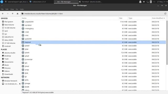 keytool on linux (live cd) Ubuntu studio