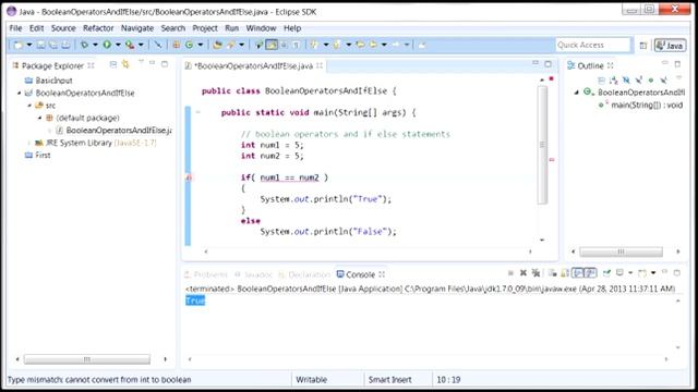 How to Java: Boolean Opterators & if / else