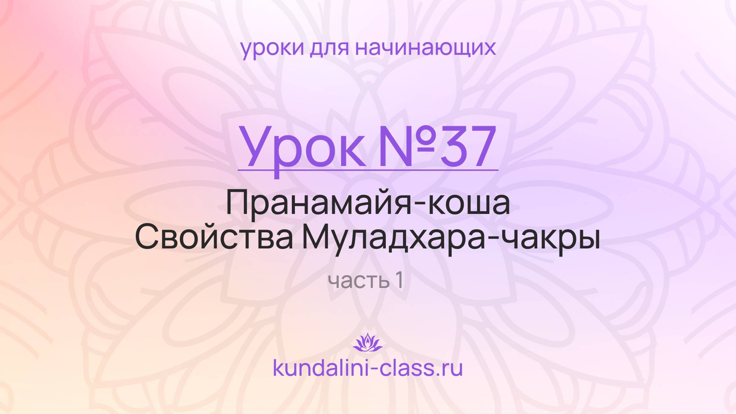 💜 Kundalini Class. Урок №37. Пранамайя-коша. Свойства Муладхара-чакры