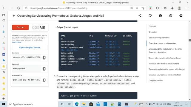 QWiklabs - GSP655 Observing Services using Prometheus, Grafana, Jaeger, and Kiali