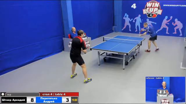 11:30 Штаер Аркадий 3-0 Перетятько Андрей стол 4 ЮГ-1  08.07.2020