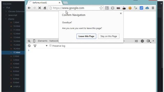 jQuery Tutorial 17: beforeunload()