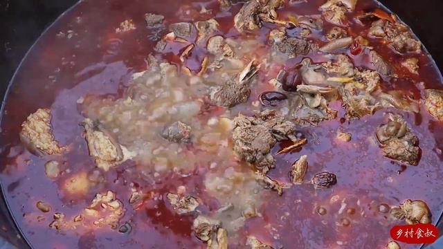 OSTRICH Cooked with Fat Intestine, Unique Rural Gourmet Make My Buddies Happy