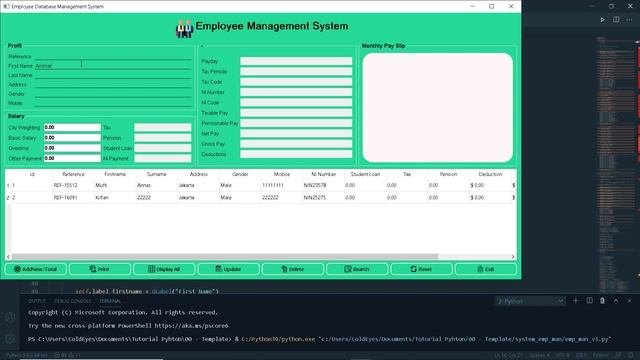 Python PyQT5 GUI Database - Demo Employee Management System