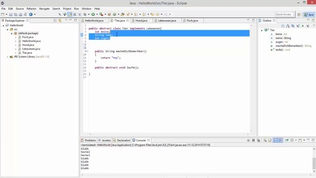 Java für Anfänger 14 - abstrakte Klassen und Klassenkonventionen [DEUTSCH/GERMAN]