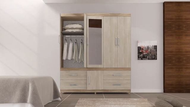Guarda-roupa Guarujá 6 Portas E 4 Gavetas Com Espelho - Demóbile