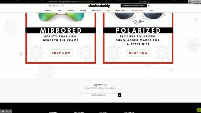 Website Design Page: Ray Ban Eyewear