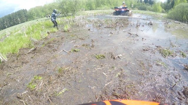 Квадроцикл едет по болоту