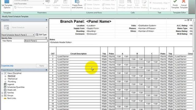Creating a Panel Schedule Template